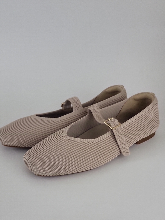 Vivaia Shoes - Vivaia Square-Toe Mary Janes Margot Flats in Almond Size US 7.5 / EU 38.5